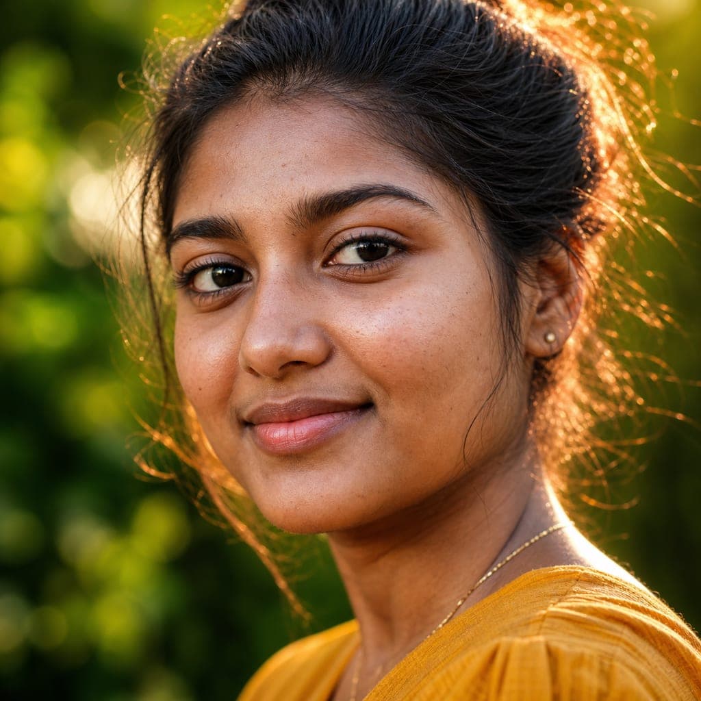 Illustrative portrait with warm directional light
