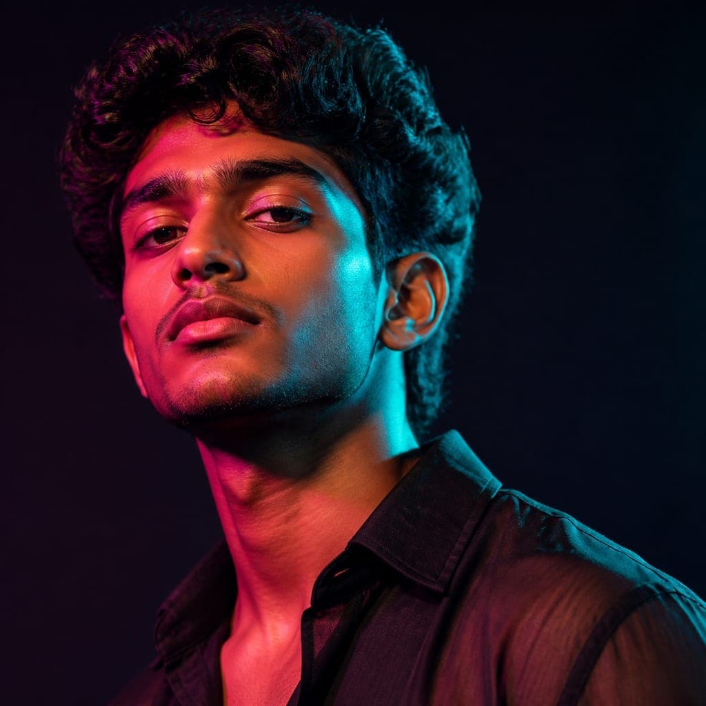 Illustrative portrait using controlled studio lighting